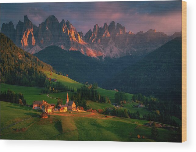 Dolomities Wood Print featuring the photograph Mountain Sunset by Henry w Liu