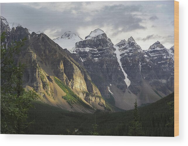 Scenic Wood Print featuring the photograph Mountains near Moraine Lake Alberta Canada by Mary Lee Dereske