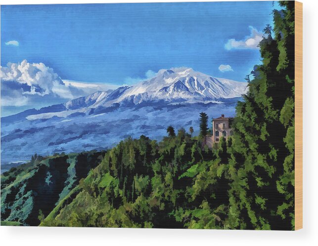 2019 Wood Print featuring the photograph Mt Etna from Taormina by Monroe Payne