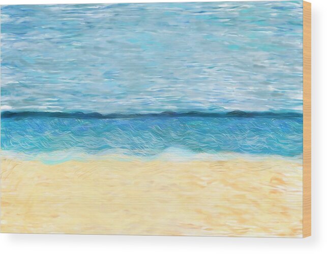 Beach Wood Print featuring the digital art My Happy Place by Christina Wedberg