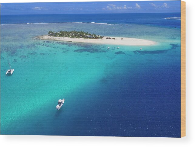 Aerial Wood Print featuring the photograph Namotu Island Resort, Fiji by Tyler Rooke