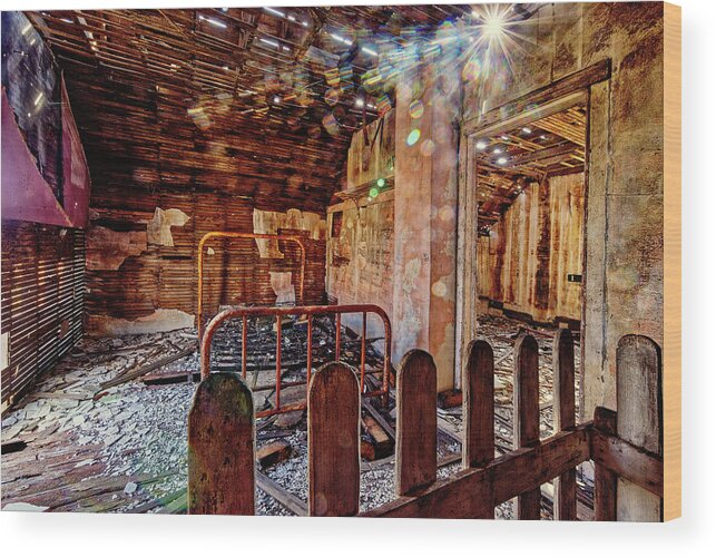 Groff Wood Print featuring the photograph Natural lighting and well-ventilated - abandoned bedroom of a ND homestead by Peter Herman