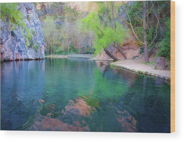 Canvas Wood Print featuring the photograph Natural park of the monastery of Piedra - Orton glow Edition - 1 by Jordi Carrio Jamila