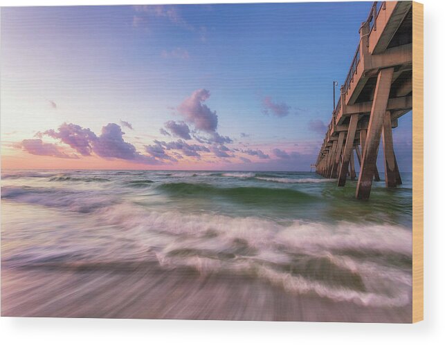 Navarre Wood Print featuring the photograph Navarre Beach Pier by Andrew Soundarajan