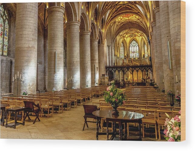 Tewkesbury Wood Print featuring the photograph Nave and Altar of Tewkesbury Abbey by W Chris Fooshee