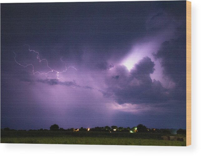 Nebraskasc Wood Print featuring the photograph Nebraska August Lightning 037 by Dale Kaminski