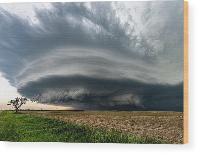 Storms Wood Print featuring the photograph Nebraska Mothership by Marcus Hustedde