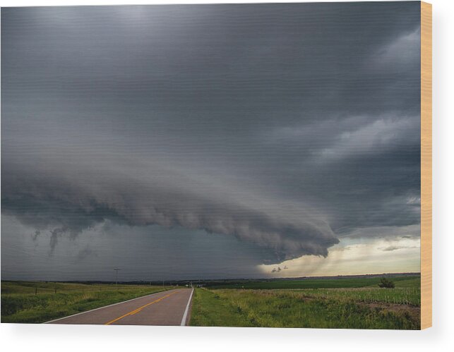 Nebraskasc Wood Print featuring the photograph Nebraska Shelf Cloud Madness 005 by Dale Kaminski
