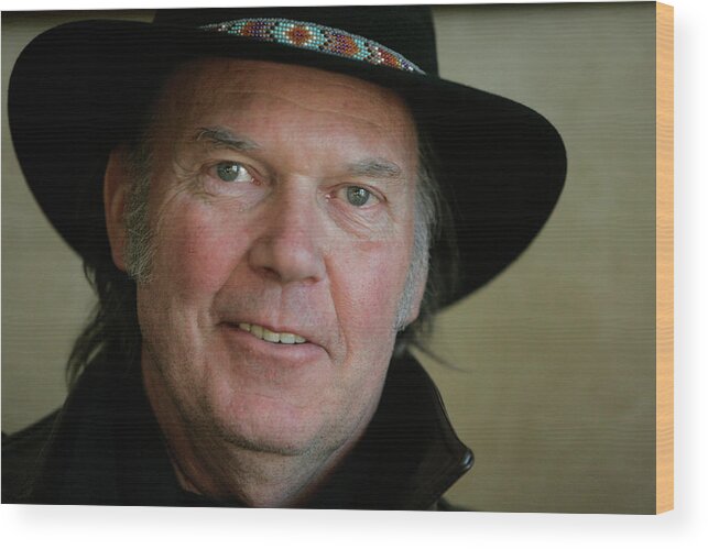 Neil Young Wood Print featuring the photograph Neil Young Portrait by Rick Wilking