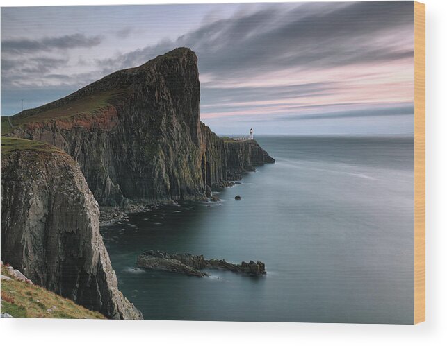 Neist Point Wood Print featuring the photograph Neist Point Sunset - Isle of Skye by Grant Glendinning