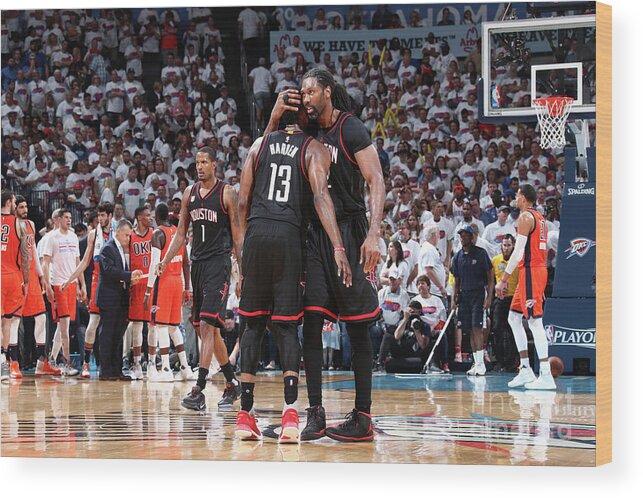 Playoffs Wood Print featuring the photograph Nene Hilario and James Harden by Nathaniel S. Butler