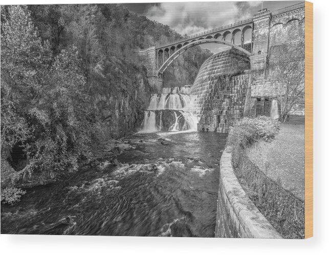 Croton Dam Wood Print featuring the photograph New Croton Hudson Dam BW by Susan Candelario