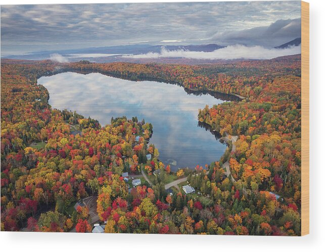  Wood Print featuring the photograph Newark Pond Vermont Fall Reflection #3 by John Rowe