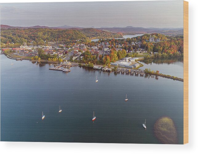 Fall Wood Print featuring the photograph Newport Vermont Waterfront 2020 by John Rowe