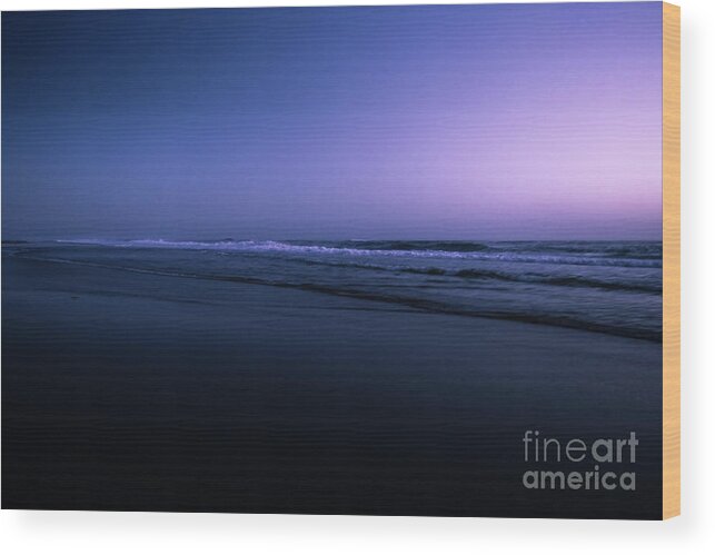 Water Wood Print featuring the photograph Night At The Ocean by Hannes Cmarits