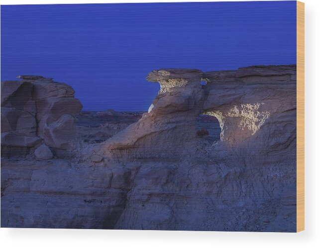 Bis-tie Wood Print featuring the photograph Night Light at Bisti by Jean Noren