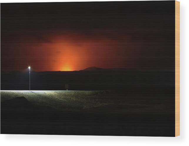 Volcano Wood Print featuring the photograph Night of the volcano by Christopher Mathews