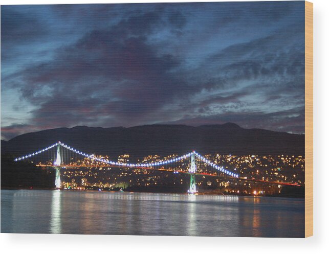 Vancouver Wood Print featuring the photograph North Vancouver At Night by James Cousineau