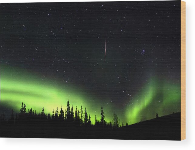 Northern Lights Wood Print featuring the photograph Northern Sky Lights by Art Cole