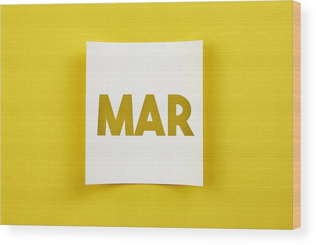 Marching Wood Print featuring the photograph Note paper with March word on it by Atakan