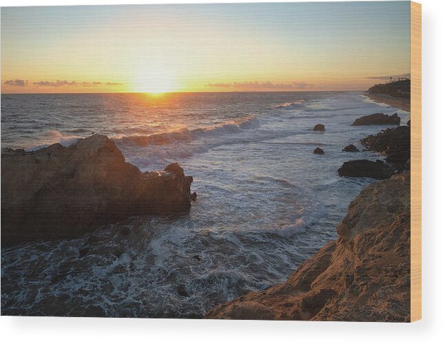 Beach Wood Print featuring the photograph November Sunset over the Pacific Ocean by Matthew DeGrushe