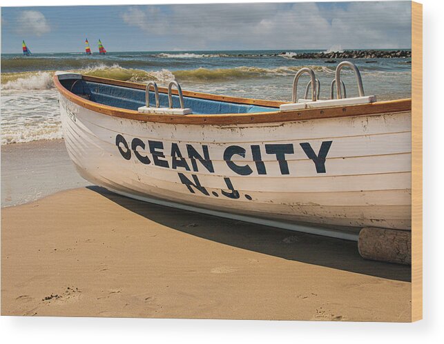 Ocean City Wood Print featuring the photograph Ocean City Life Boat Ready by Kristia Adams
