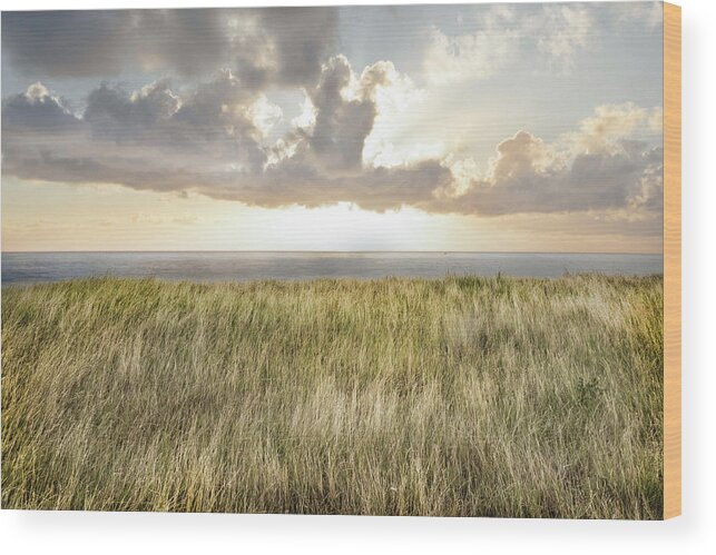 Clouds Wood Print featuring the photograph Ocean View along the Coast in Soft Hues by Debra and Dave Vanderlaan