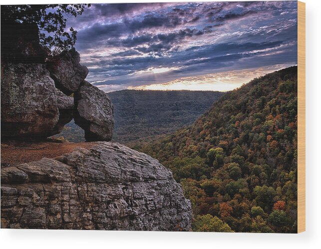 Buffaloriver Wood Print featuring the photograph ock Stack - Hawksbill Crag at Sunrise - Buffalo National River Area by William Rainey