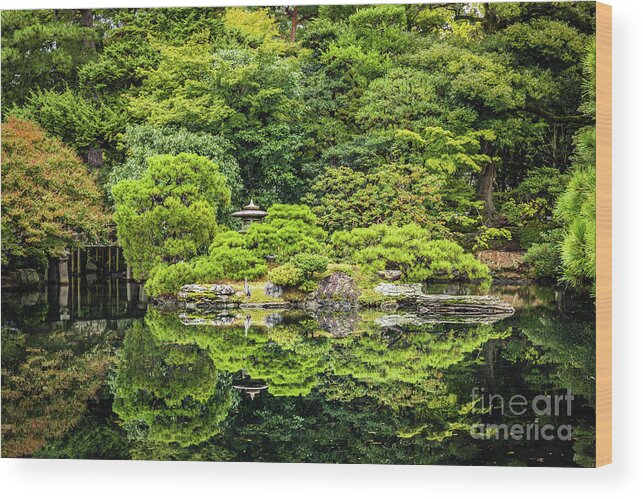 Oike Niwa Garden Wood Print featuring the photograph Oike Niwa garden, Kyoto by Lyl Dil Creations