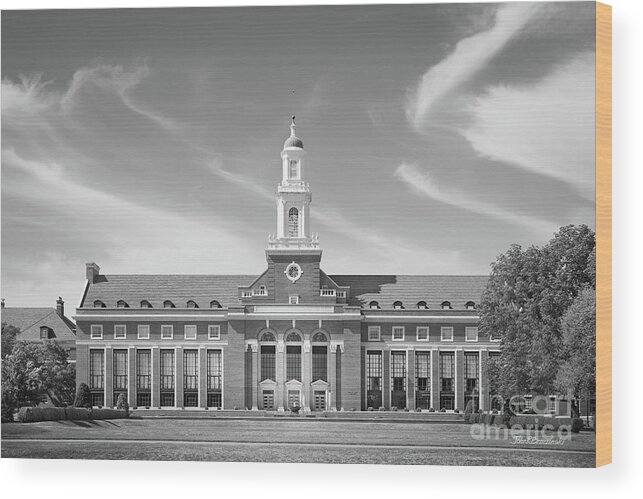 Oklahoma State University Wood Print featuring the photograph Oklahoma State University Edmon Low Library by University Icons