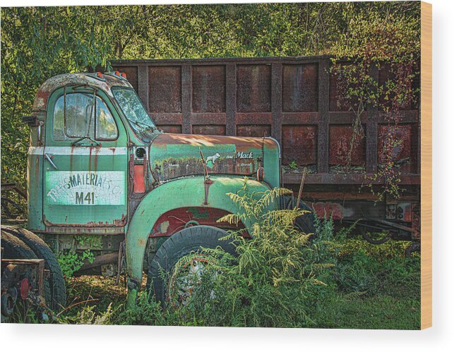 Mack Wood Print featuring the photograph Old Green Mack by Kristia Adams