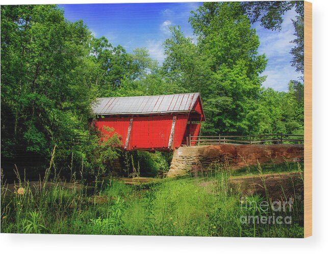 Landrum Wood Print featuring the photograph Old Landrum Covered Bridge by Shelia Hunt