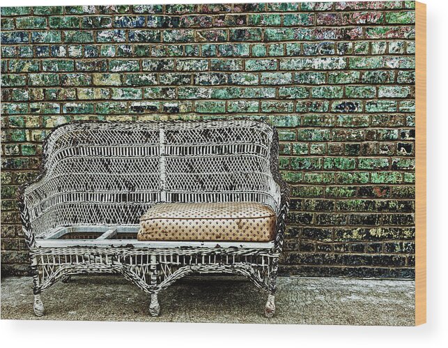 Settee Wood Print featuring the photograph Old Settee With One Cushion by Mike Schaffner