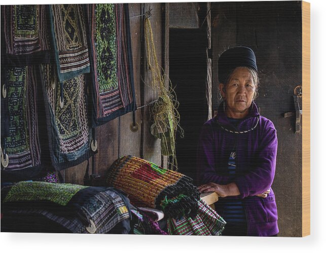 Black Wood Print featuring the photograph Old Vietnamese of Lao Chai by Arj Munoz