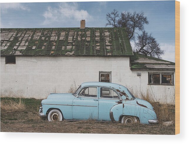 Vintage Car Wood Print featuring the photograph Ole Blue by Darren White