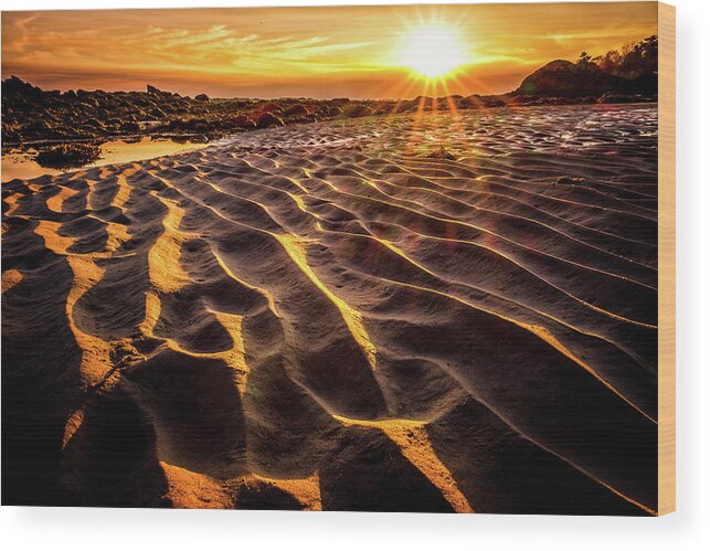 New Hampshire Wood Print featuring the photograph On Golden Sand by Jeff Sinon