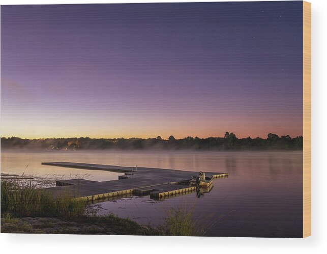 Sunrise Wood Print featuring the photograph On Lavender Pond by John Kirkland