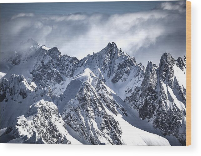 Scenics Wood Print featuring the photograph On The Top Of The Swiss Alps Mountain Range by 35007