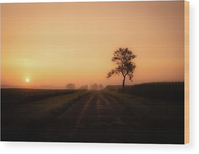 Lonely Tree Wood Print featuring the digital art One is the Loneliest Number by Paulette Marzahl