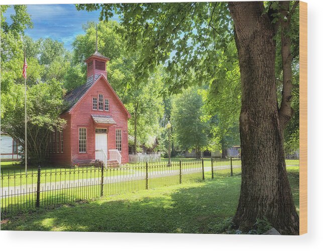 One Room Schoolhouse Wood Print featuring the photograph One Room Schoolhouse - Parke County, IN by Susan Rissi Tregoning