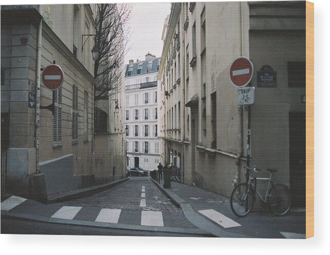 Street Wood Print featuring the photograph One way street by Barthelemy De Mazenod