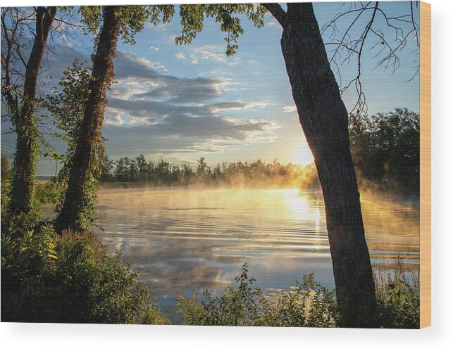Sunrise Wood Print featuring the photograph Oneida River Sunrise by Rod Best