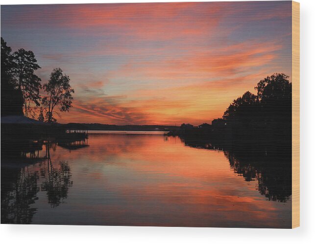 Lake Wood Print featuring the photograph Orange Lava Lake Skies by Ed Williams