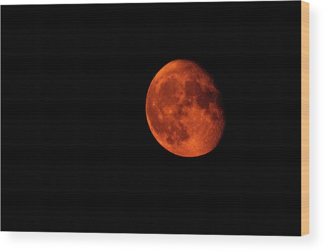 Waning Gibbous Phase Wood Print featuring the photograph Orange Moon by Denise Kopko