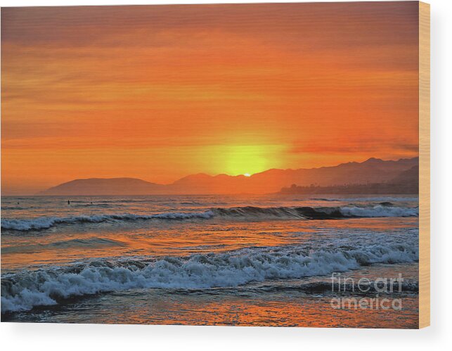 Sunset Wood Print featuring the photograph Orange Sunset by Vivian Krug Cotton