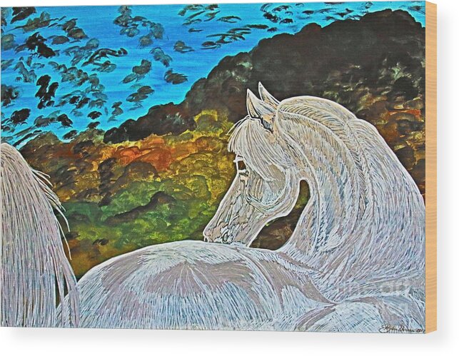Prints Wood Print featuring the painting Original Ghost Horse painting by Barbara Donovan