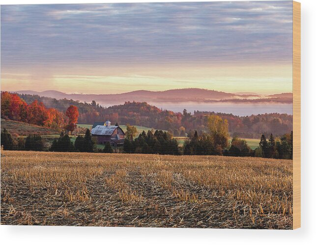 Fall Wood Print featuring the photograph Irasburg Fall Wide Angle by Tim Kirchoff