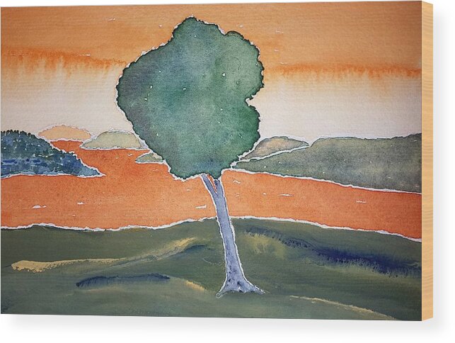 Watercolor Wood Print featuring the painting Otsego Lake by John Klobucher