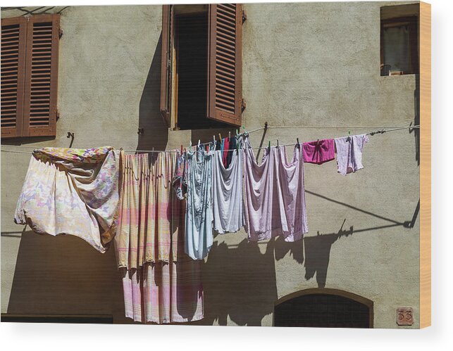 Laundry Wood Print featuring the photograph Out to Dry by Denise Kopko