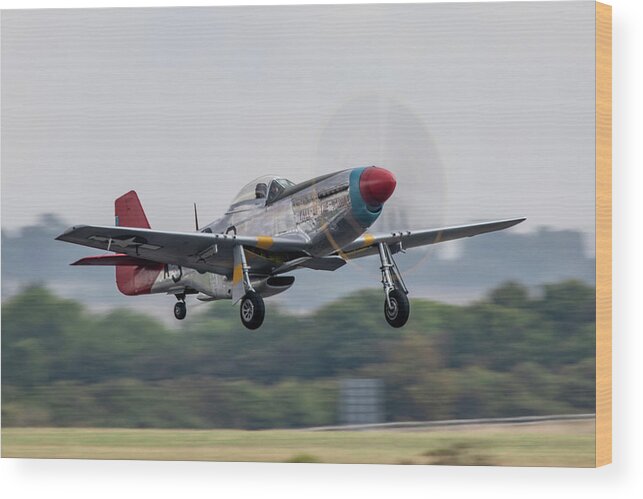 North American P 51 Mustang Wood Print featuring the digital art P51 Mustang Tall In The Saddle by Airpower Art